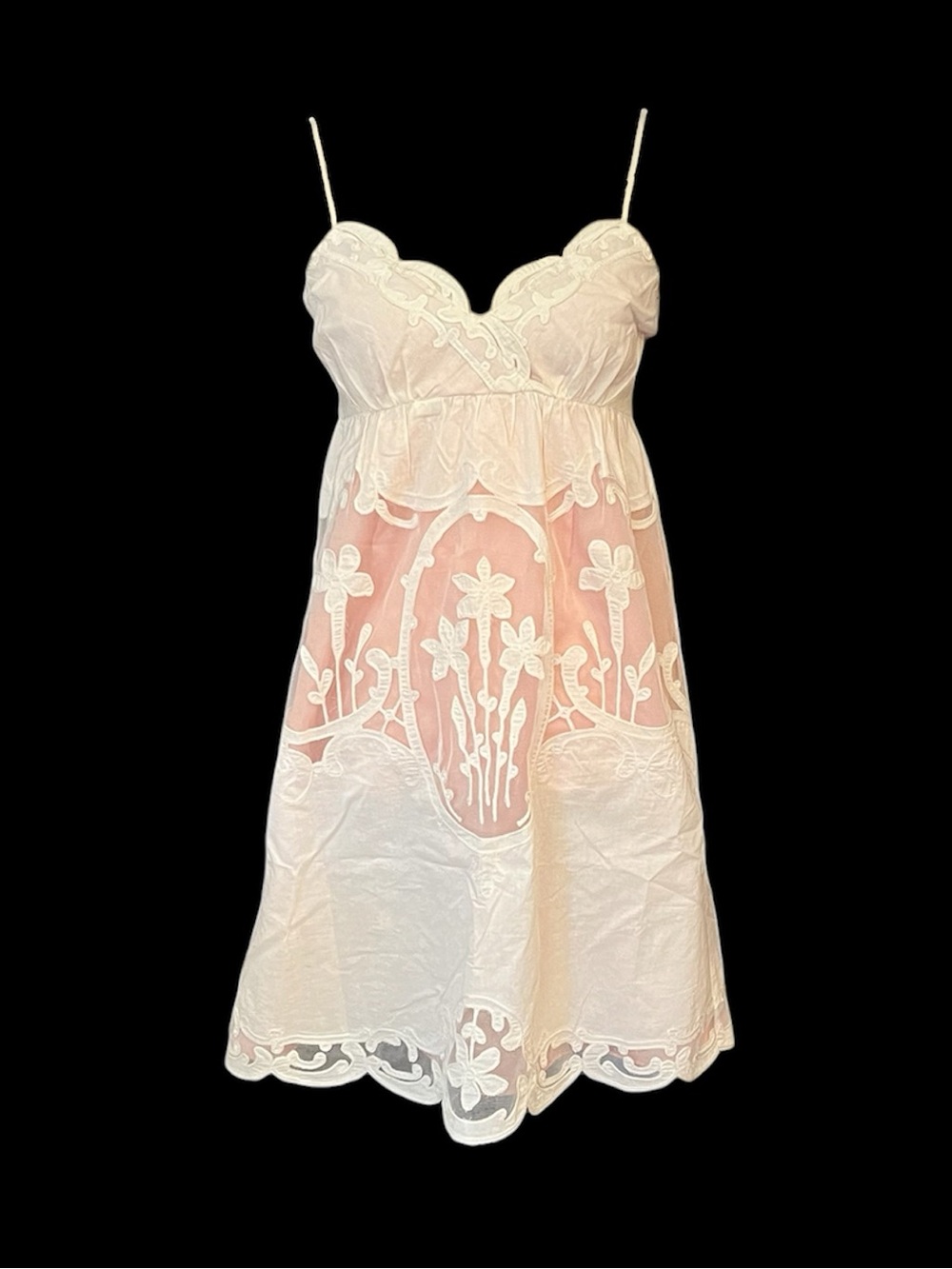 Vintage Y2K Betsey Johnson Cotton & Sheer Mesh Floral Coquette Babydoll Dress
